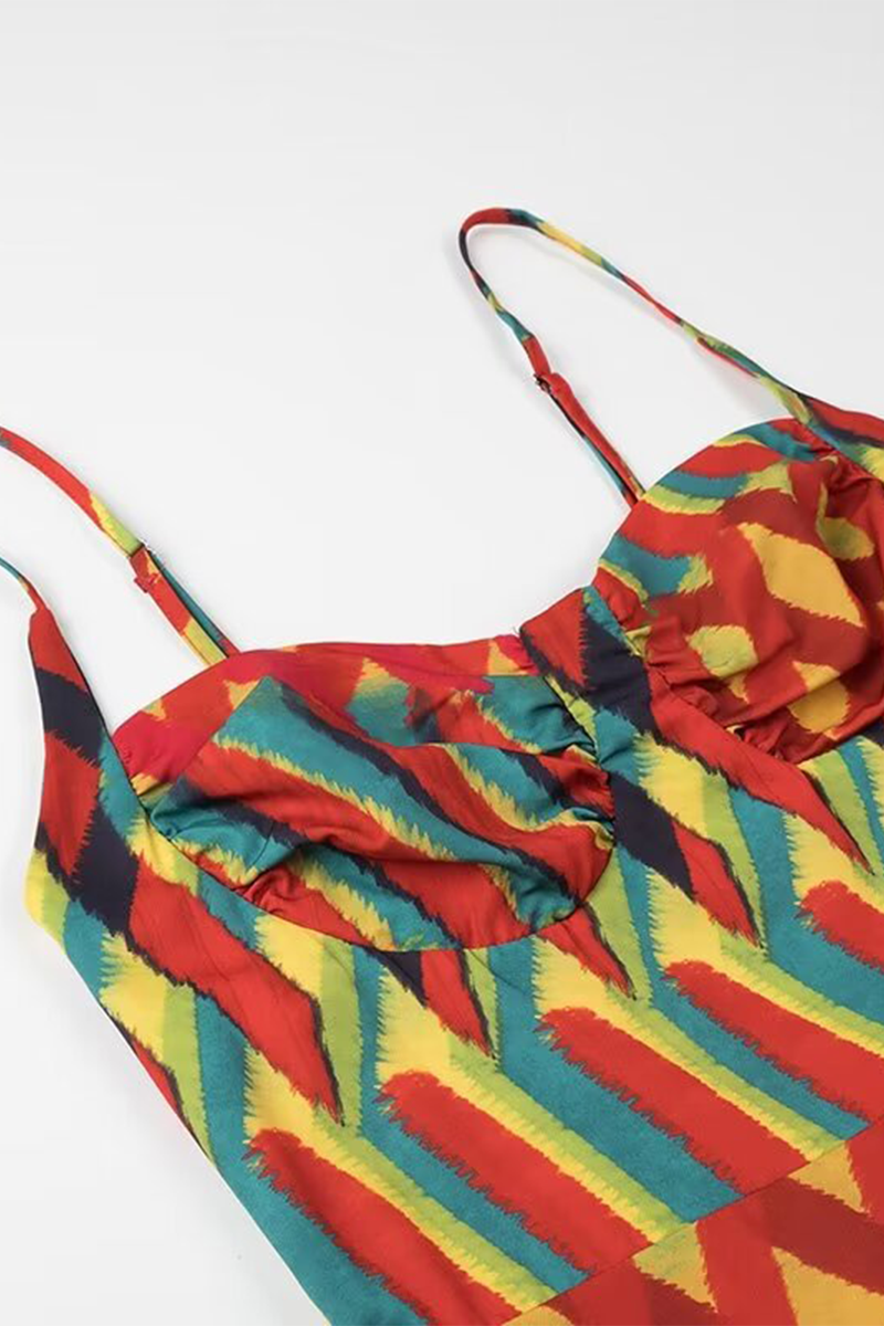 Kvinnors Klänning V-hals Randig Polyester-6