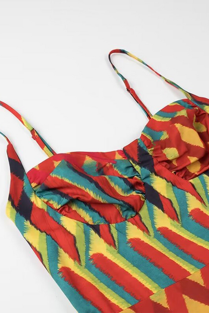 Kvinnors Klänning V-hals Randig Polyester-6