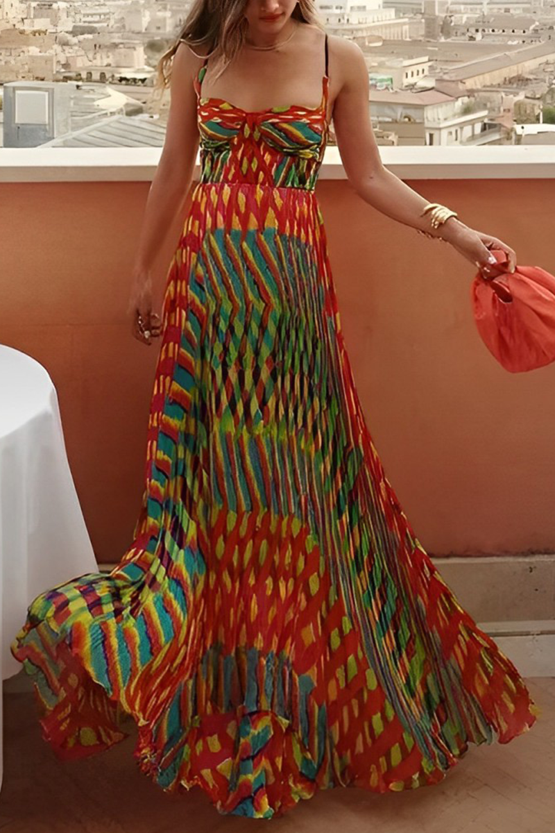 Kvinnors Klänning V-hals Randig Polyester-1