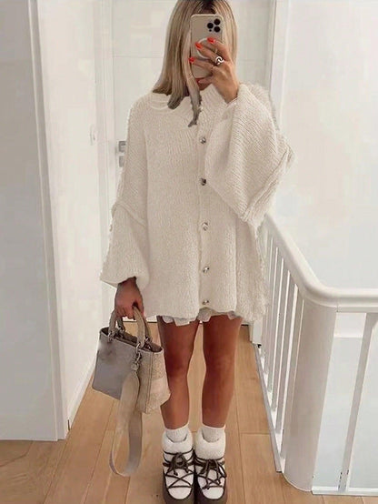 Damjacka Överdimensionerad med Knappdetaljer i Mjuk Tygblandning 6