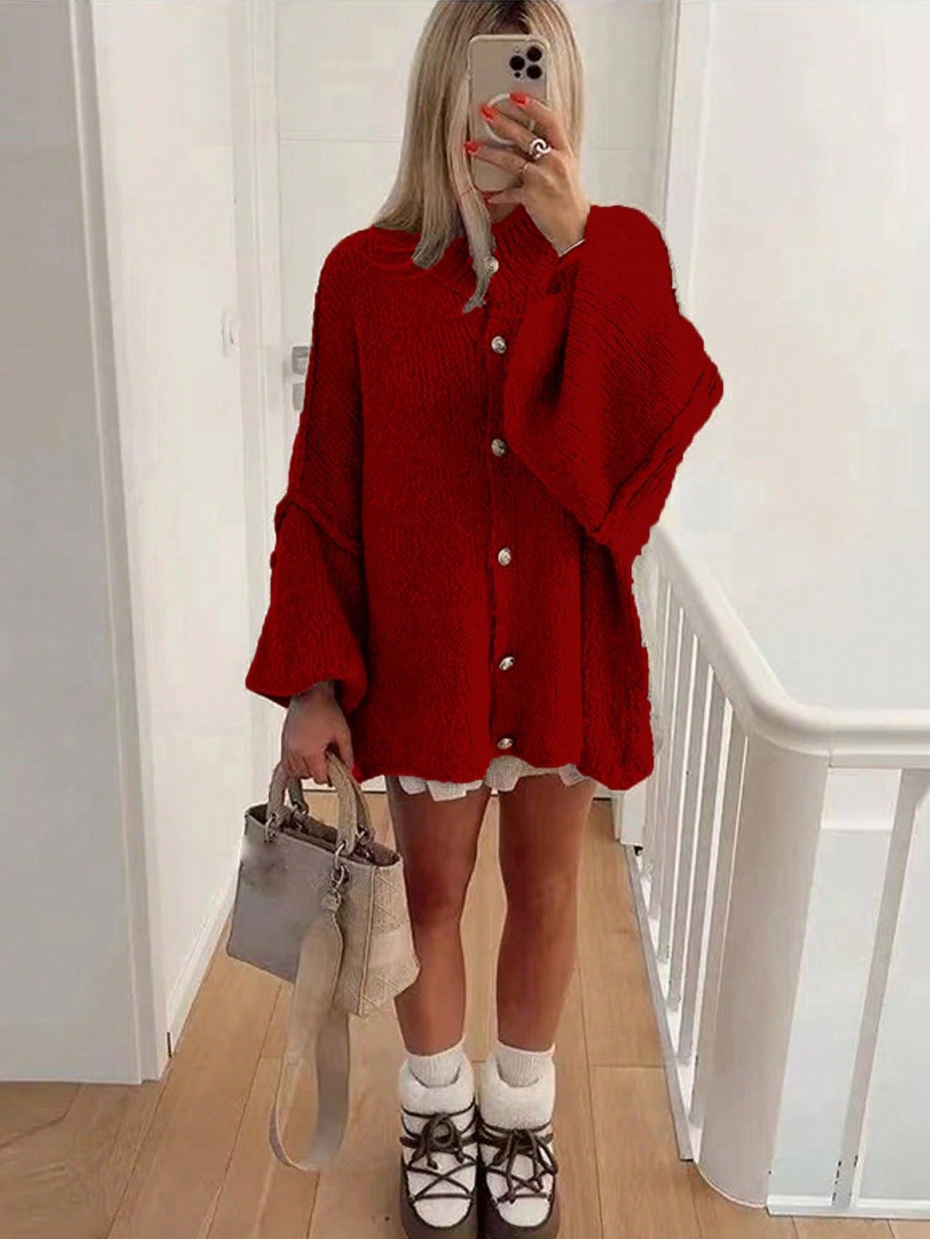 Damjacka Överdimensionerad med Knappdetaljer i Mjuk Tygblandning 12