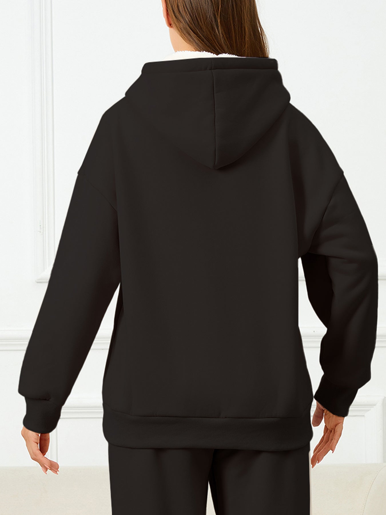 Kvinnors Fleece Hoodie Avslappnad Vinter Mjuk Material-2
