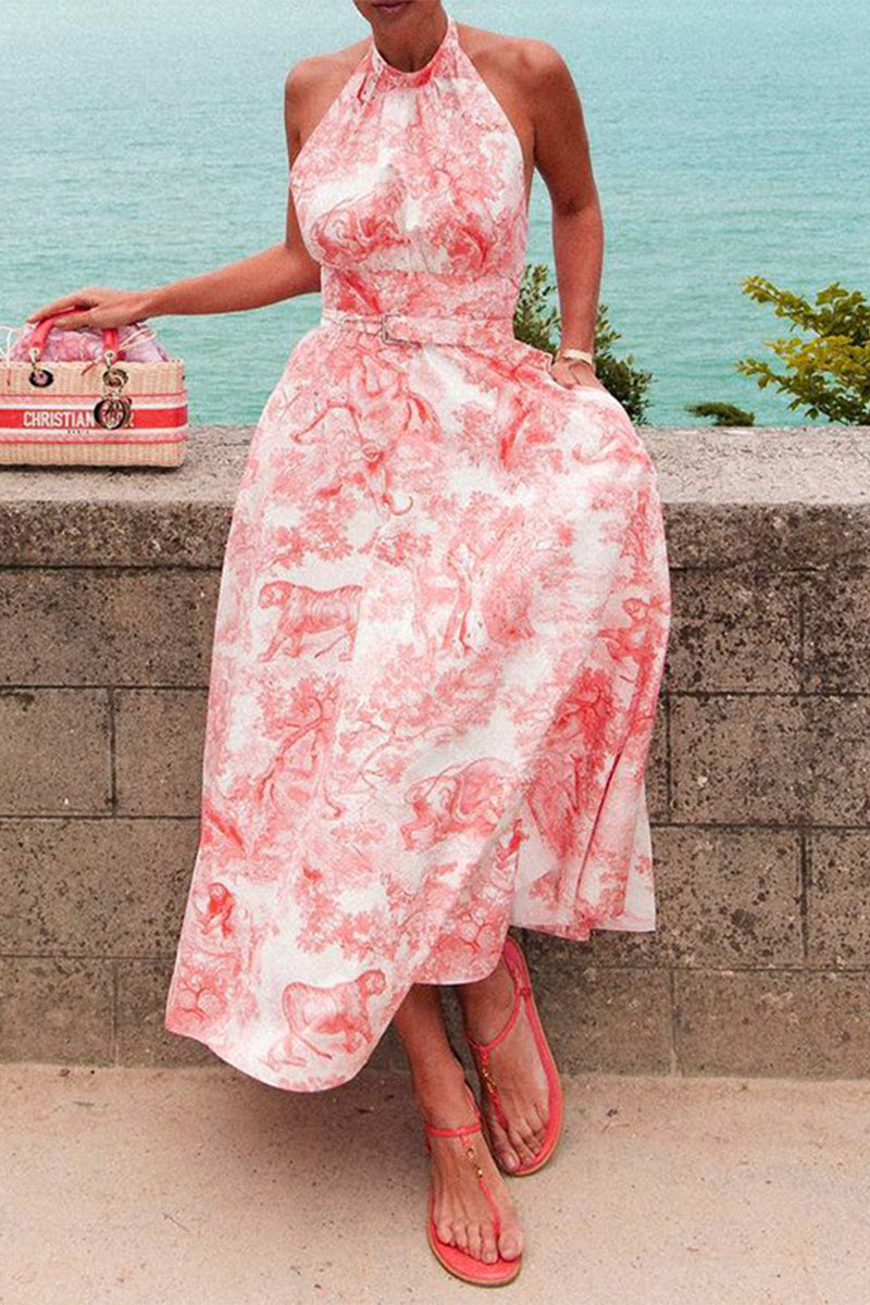 Variant image for Kvinnors A-Line Klänning Justerbar Polyester Blommönster-1