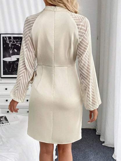 Kvinnors Klänning Transparenta Ärmar Midjeförstärkning Mjukt Material-2