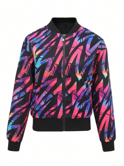 Herrar Bomberjacka Grafiskt Tryck Polyester-4