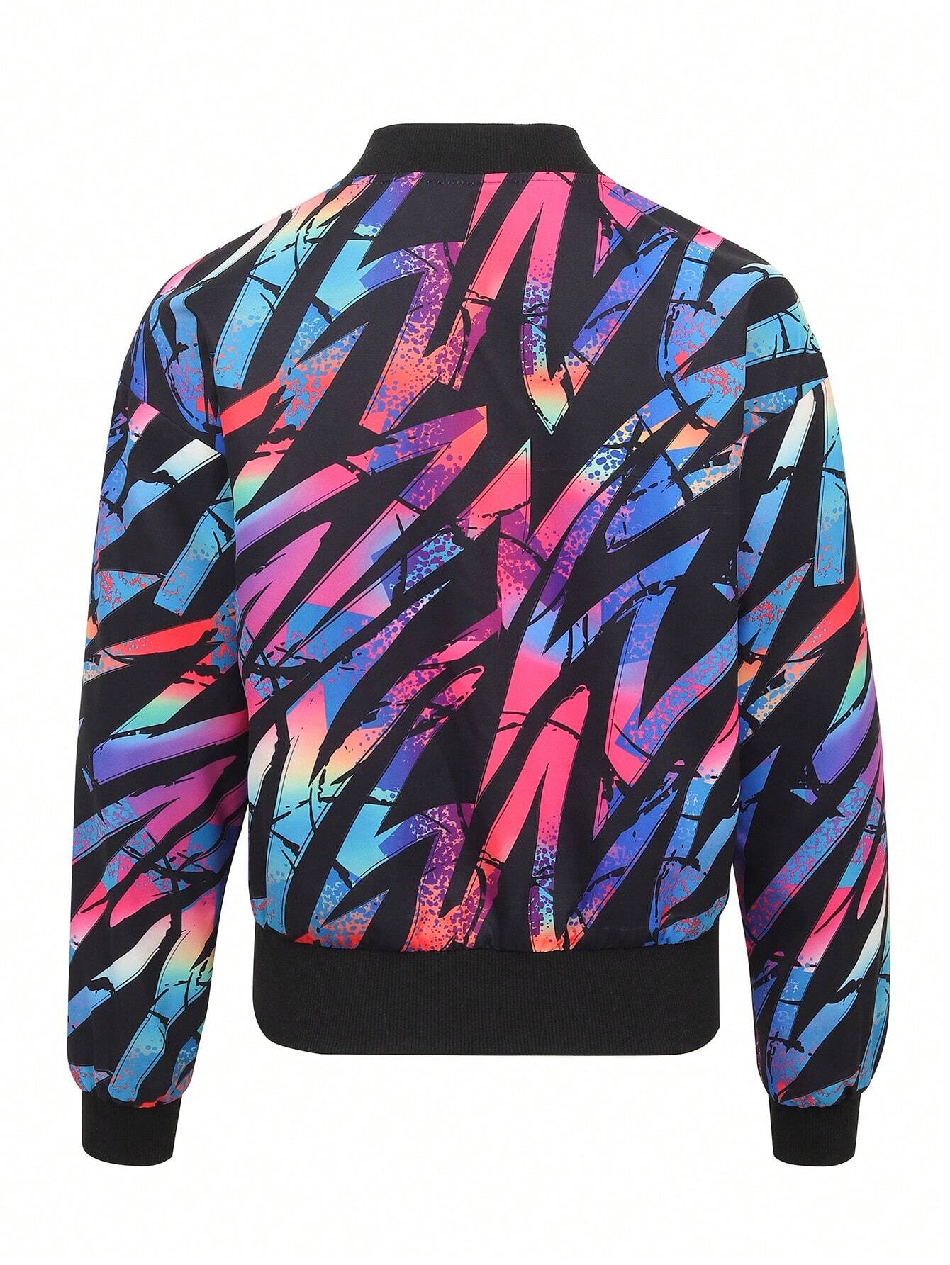 Herrar Bomberjacka Grafiskt Tryck Polyester-5