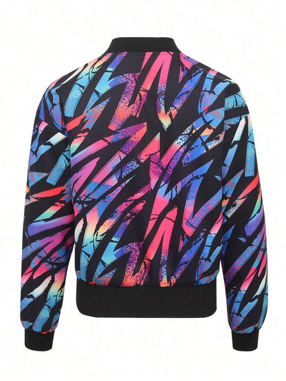 Herrar Bomberjacka Grafiskt Tryck Polyester-5