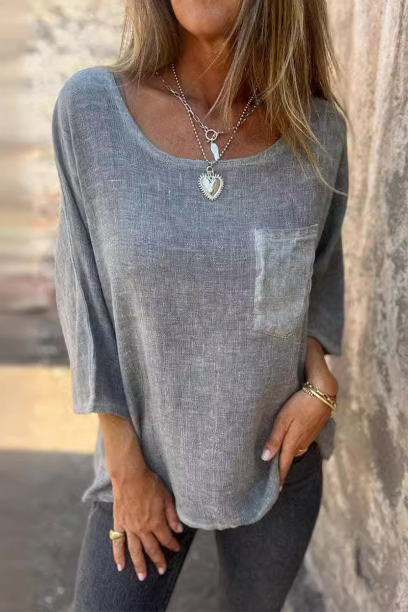 Dam T-shirt Cirkulär Halsringning 100% Bomull Avslappnad Passform-3