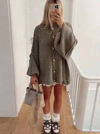 Damjacka Överdimensionerad med Knappdetaljer i Mjuk Tygblandning 7