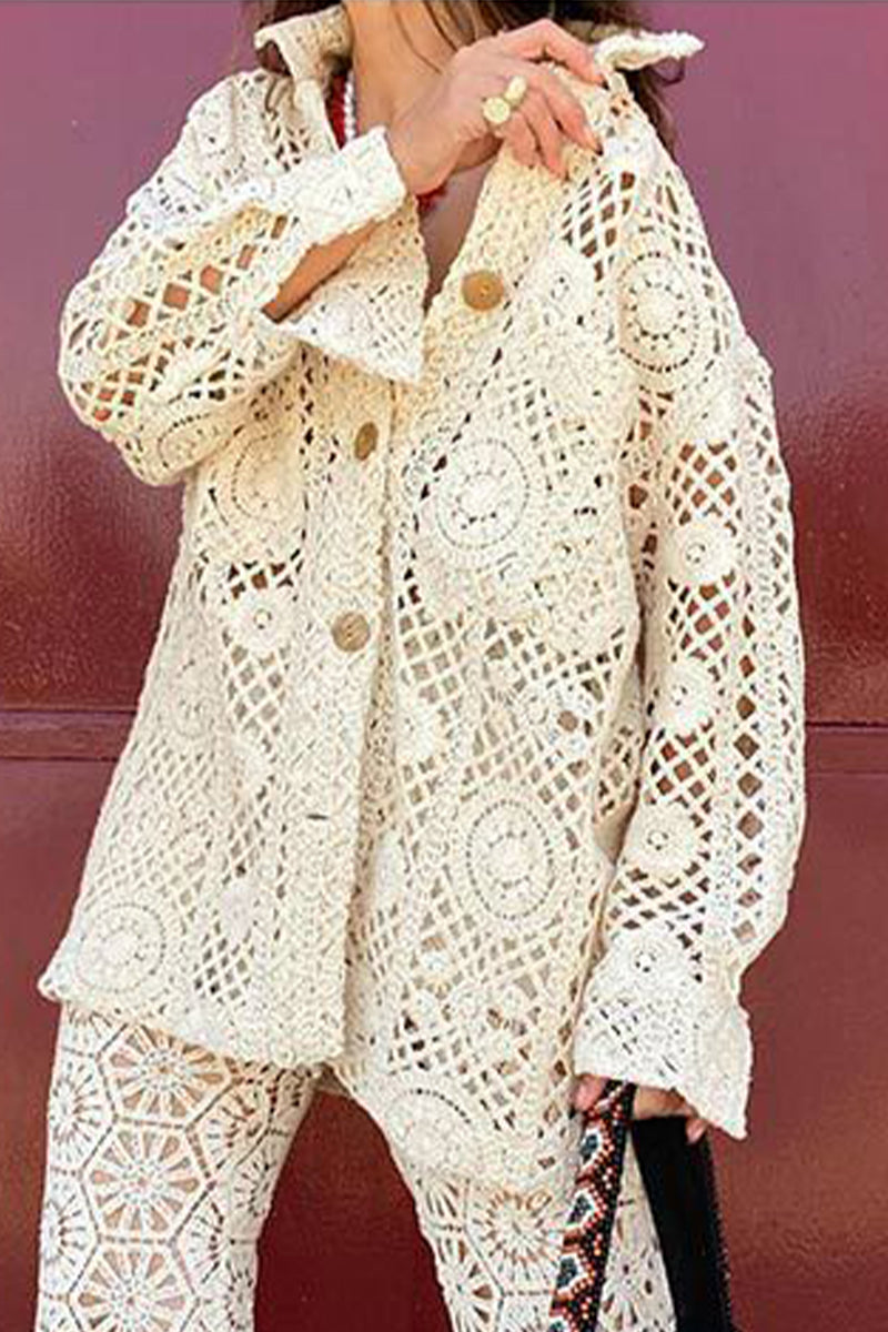 Damjacka Monokrom med Reversibel Krage i Polyester-4