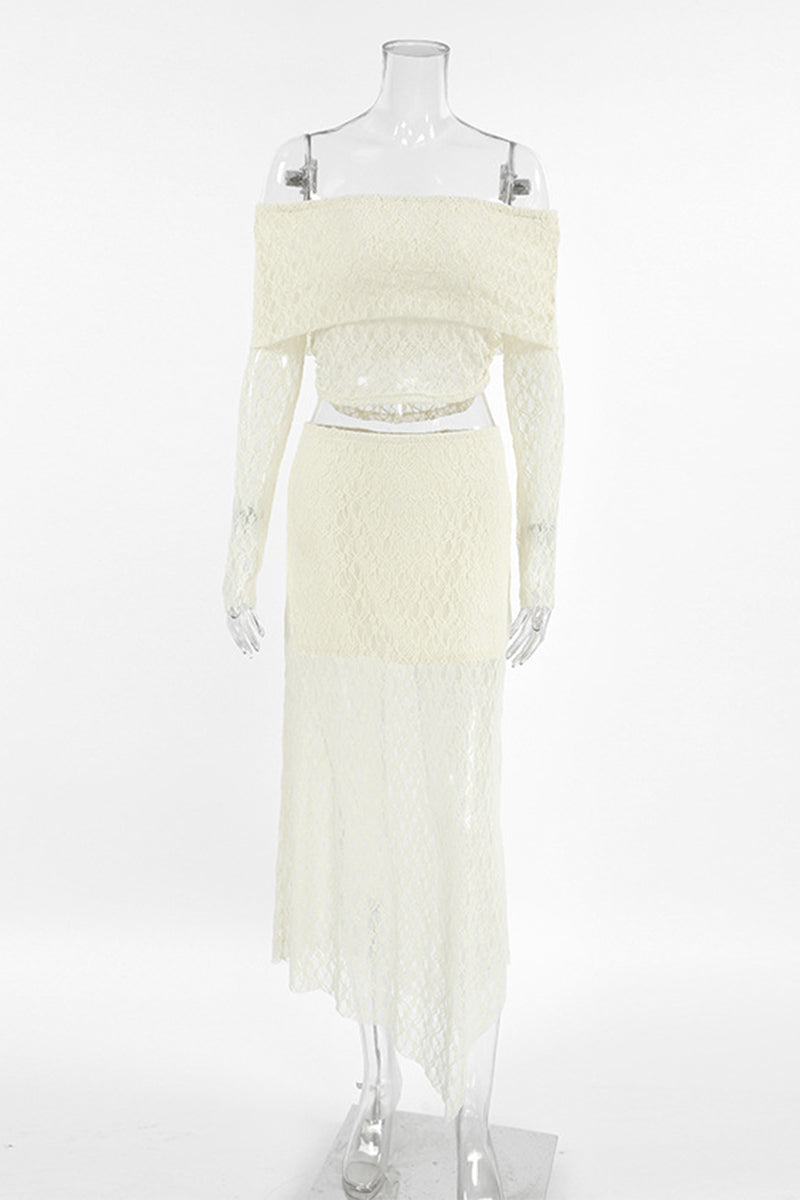 Kvinnors Off-Shoulder Klänning Långa Ärmar Högkvalitativt Tyg-4