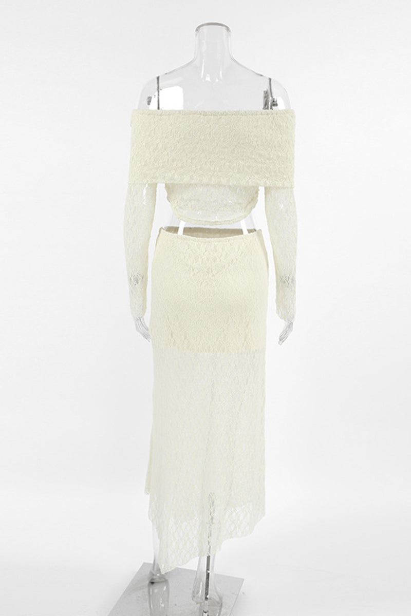 Kvinnors Off-Shoulder Klänning Långa Ärmar Högkvalitativt Tyg-6