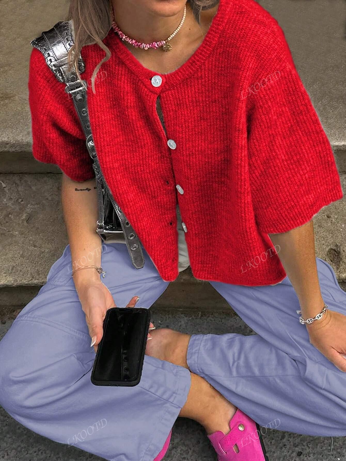 Variant image for Kvinnors Kardigan Med Knappstängning Mjuk Stickad-12