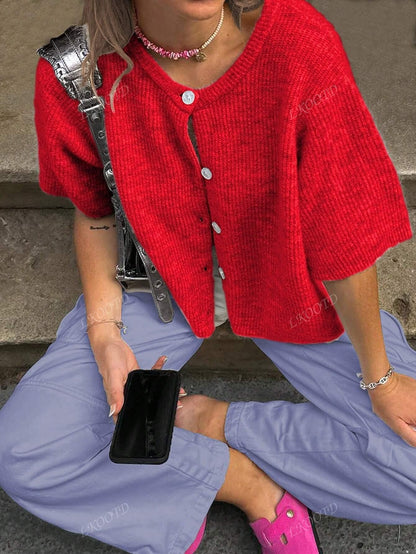 Variant image for Kvinnors Kardigan Med Knappstängning Mjuk Stickad-12