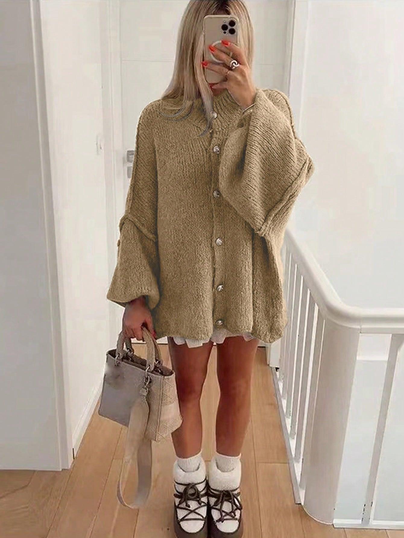 Damjacka Överdimensionerad med Knappdetaljer i Mjuk Tygblandning 11