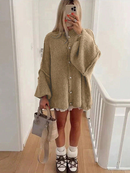 Damjacka Överdimensionerad med Knappdetaljer i Mjuk Tygblandning 11