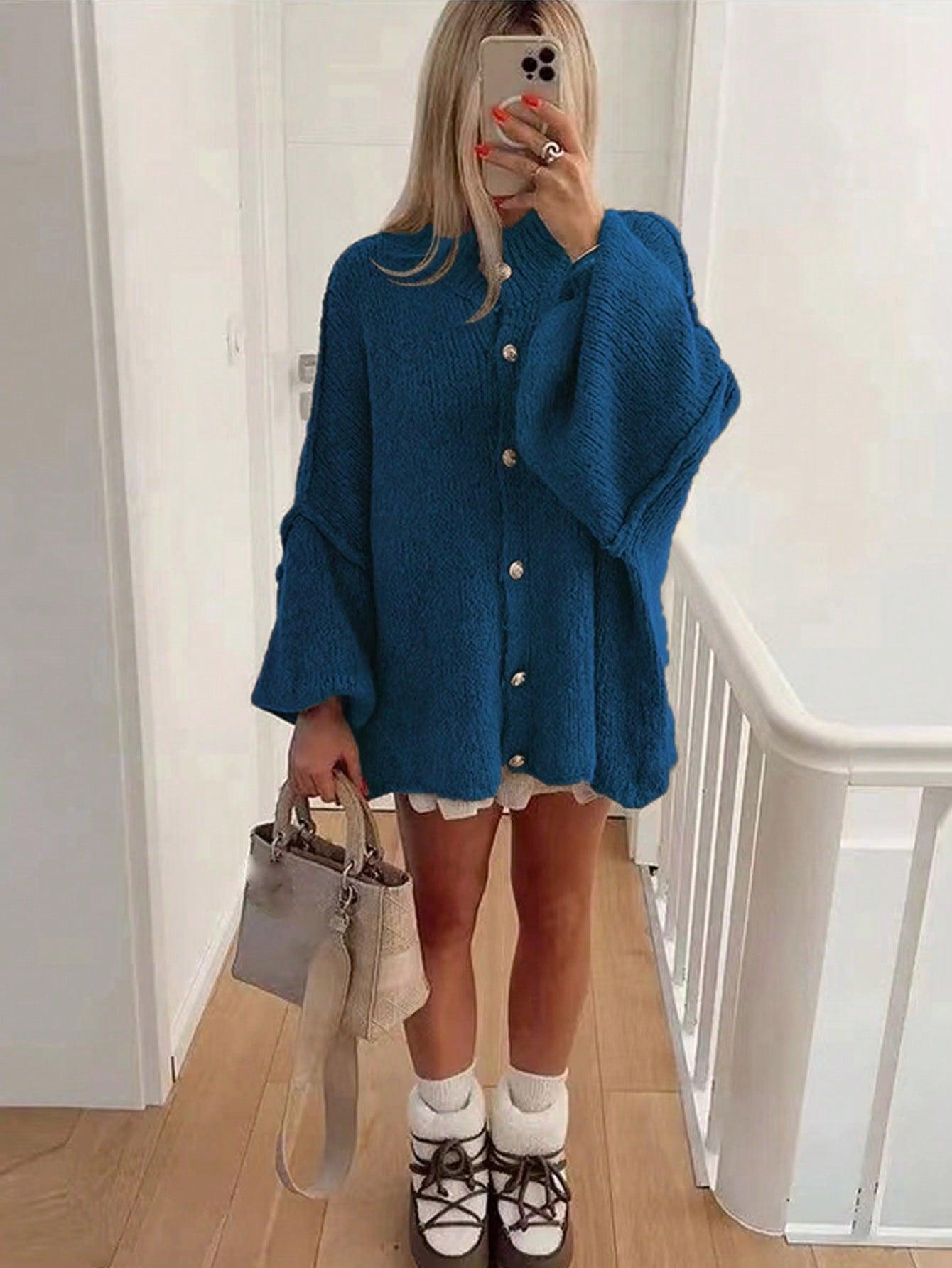 Damjacka Överdimensionerad med Knappdetaljer i Mjuk Tygblandning 10