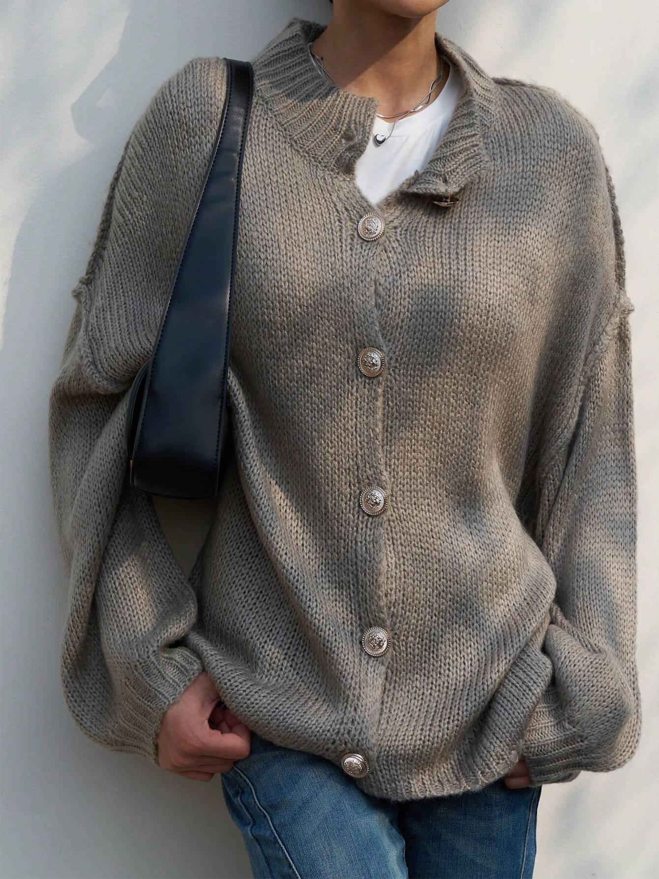 Damjacka Överdimensionerad med Knappdetaljer i Mjuk Tygblandning 2