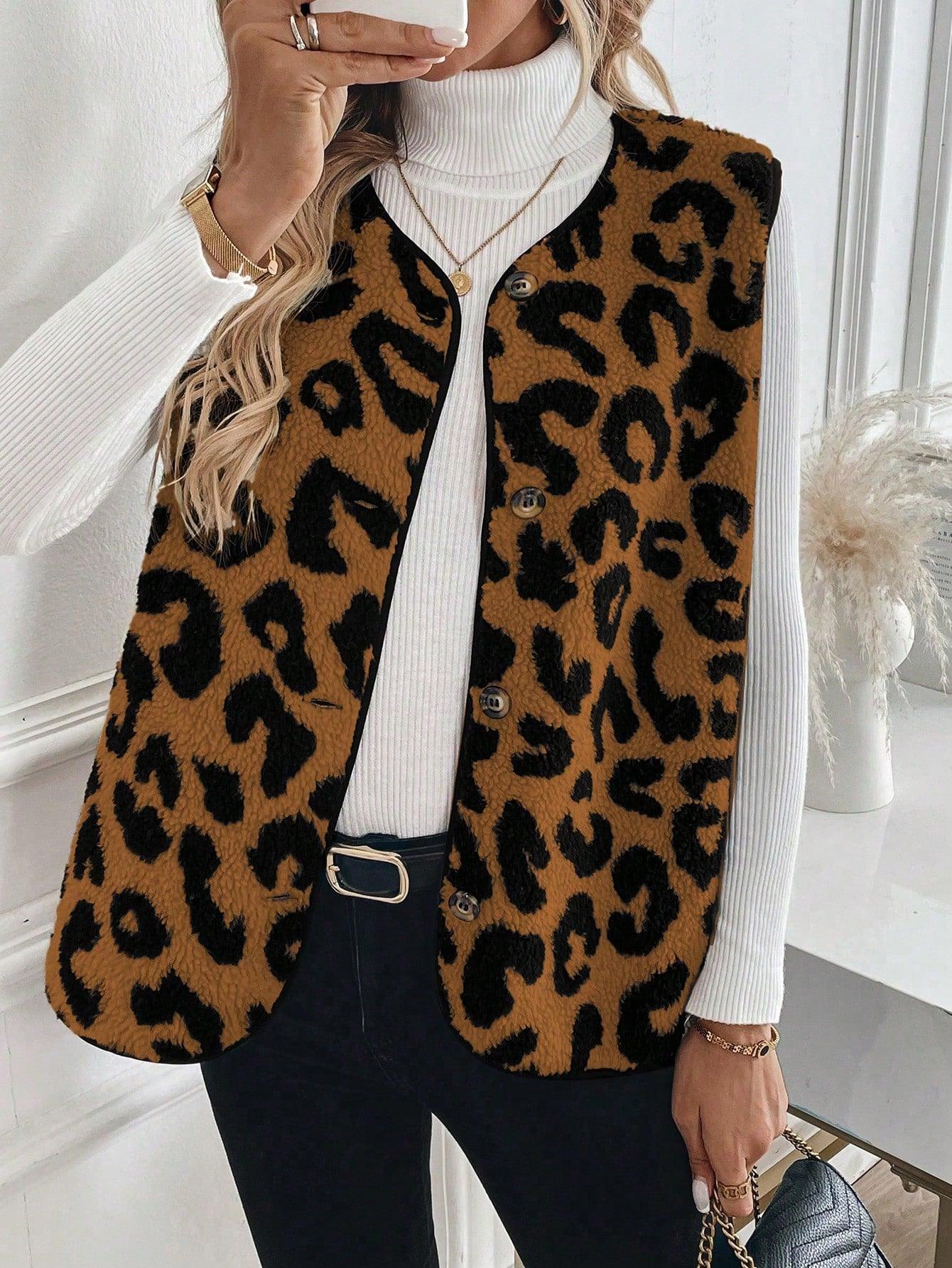 Dam Ärmlös Väst i Faux Päls Modern Stil-1