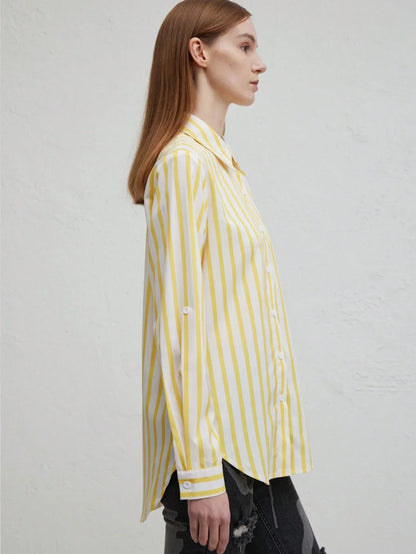 Dam Tröja Långärmad Asymmetrisk Polyester Randig-5