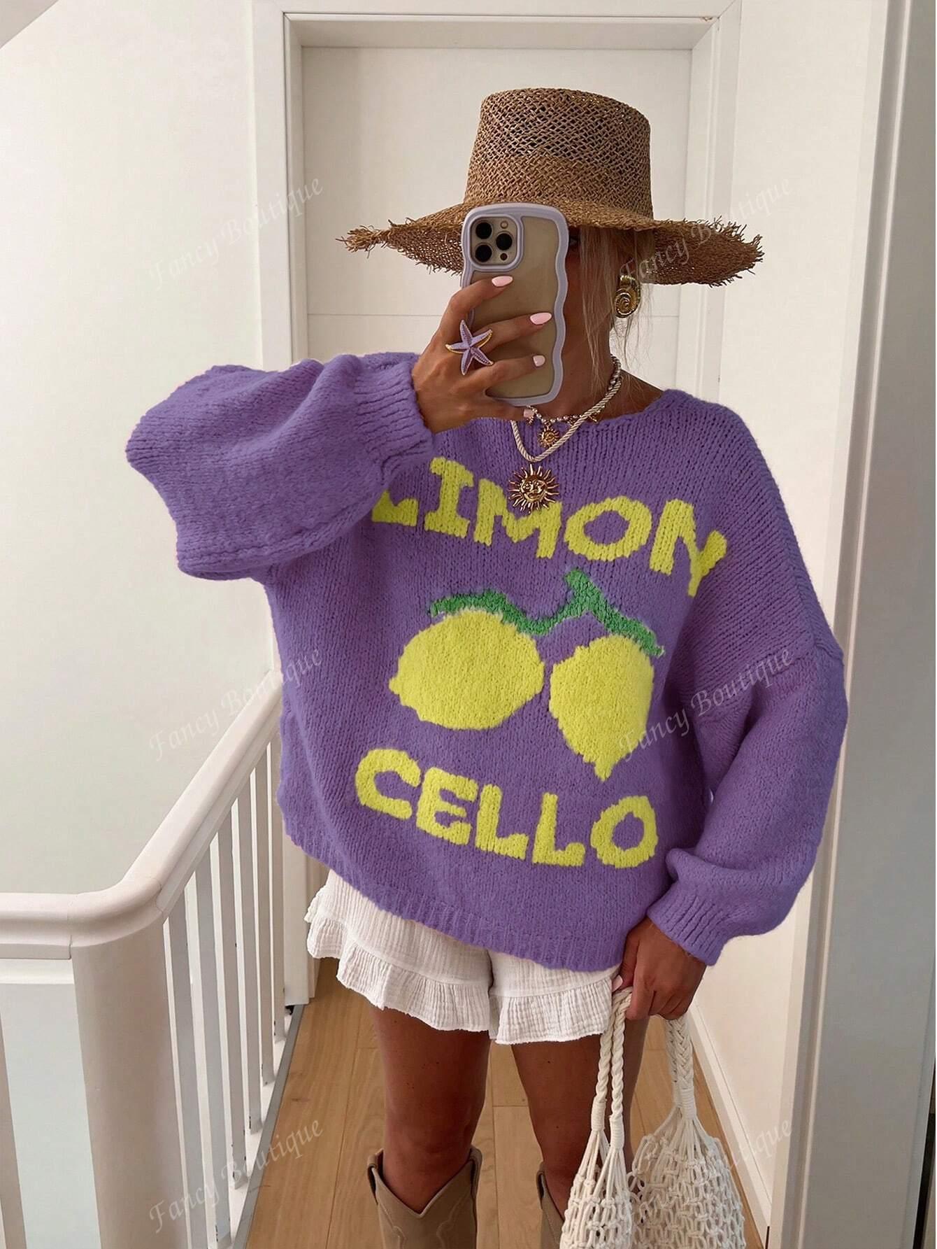 Variant image for Stickad Dam Tröja med Citronmotiv i Mjukt Tyg-6