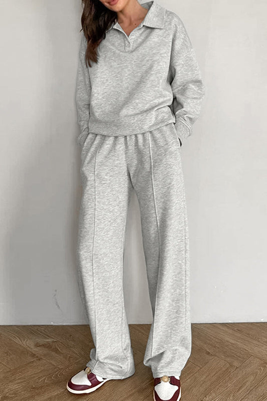 Tvådelat Set Dam Avslappnad Höstlook Mjuk Tygblandning-1