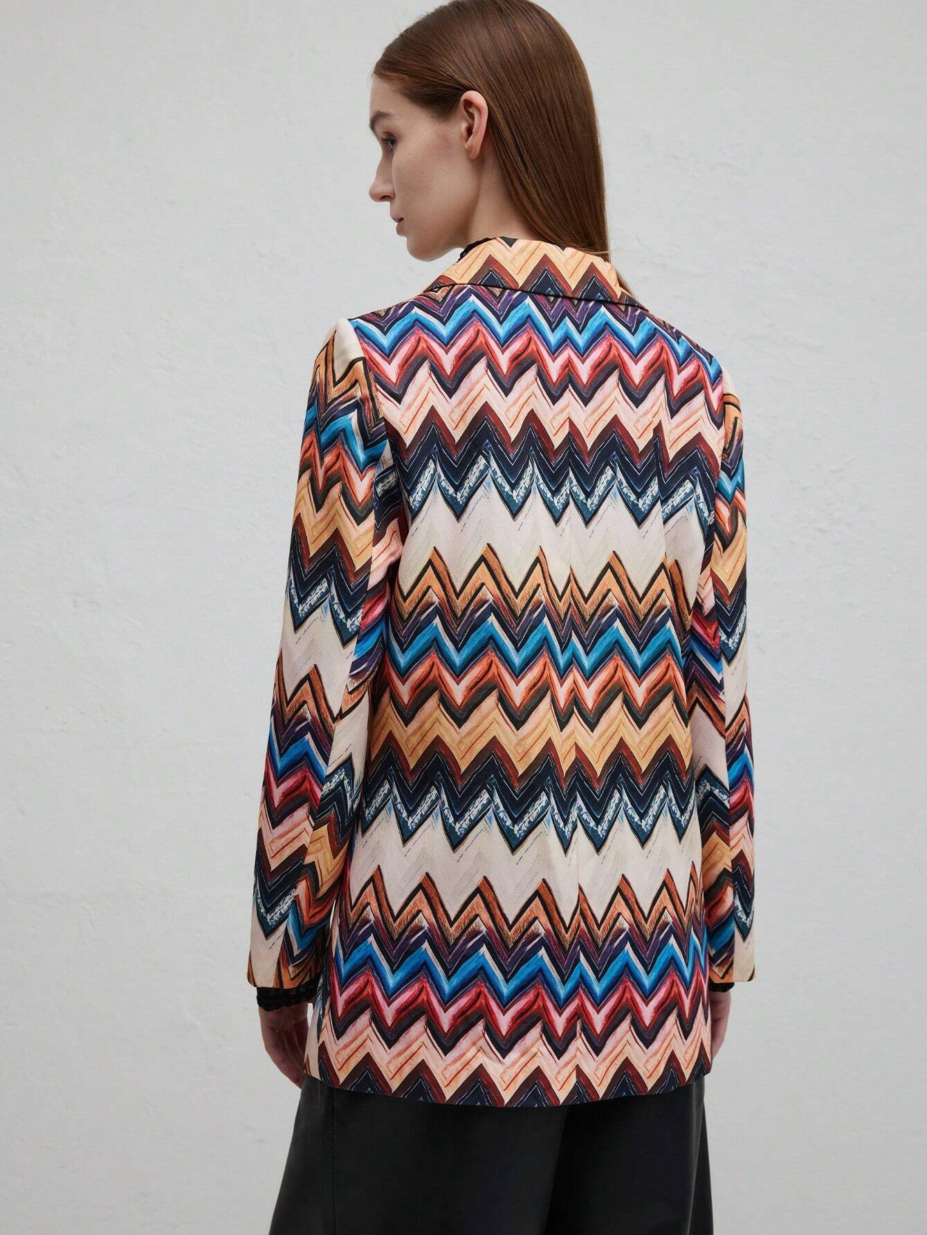 Dam Topp Långärmad Geometrisk Mönster Polyester-4