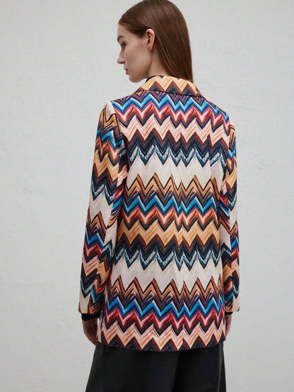 Dam Topp Långärmad Geometrisk Mönster Polyester-4