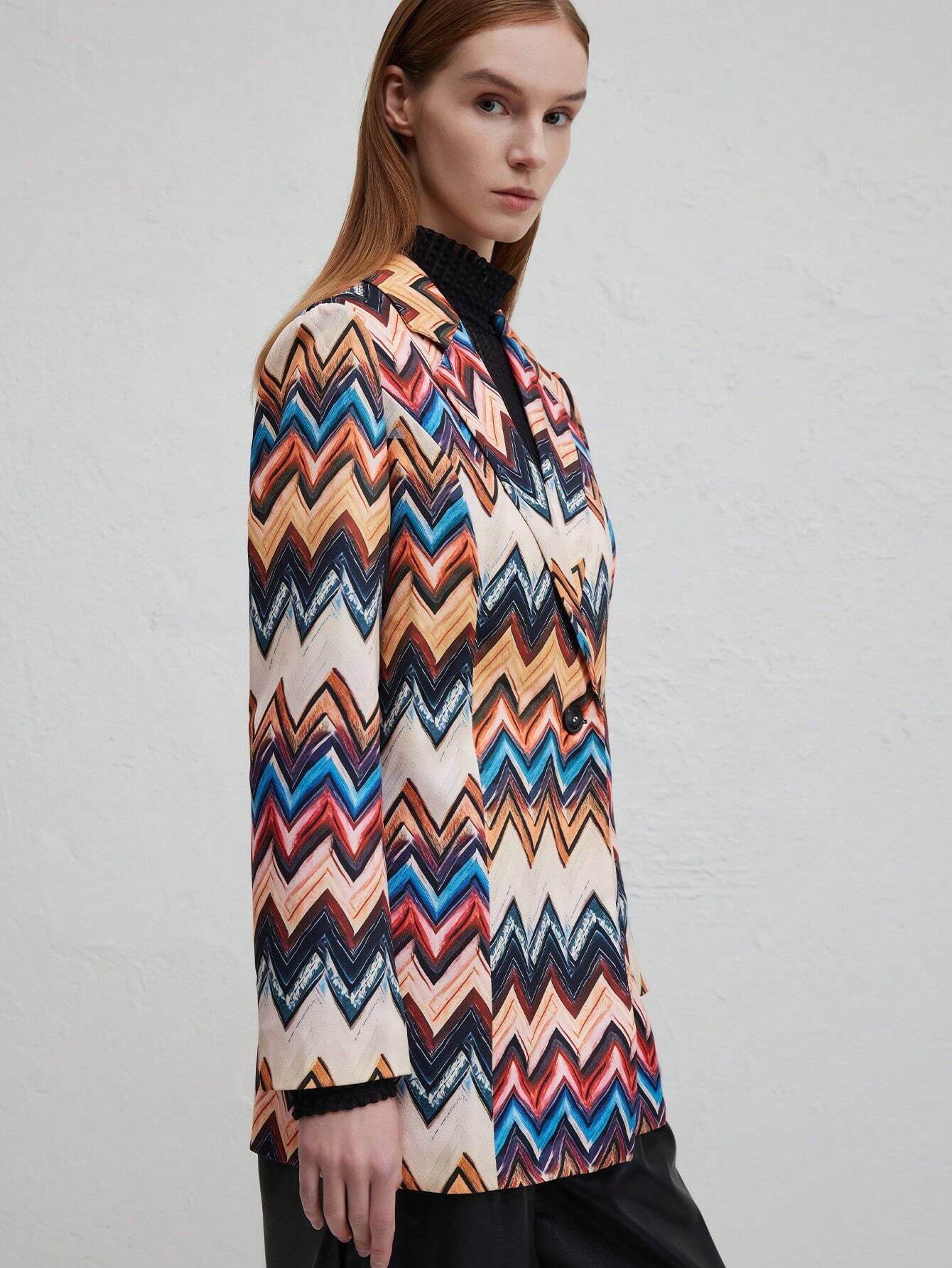 Dam Topp Långärmad Geometrisk Mönster Polyester-3