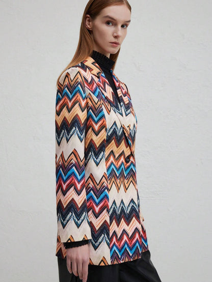 Dam Topp Långärmad Geometrisk Mönster Polyester-3