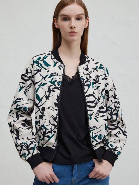 Herr Baseballjacka Bomberstil Polyester med Dragkedja-1