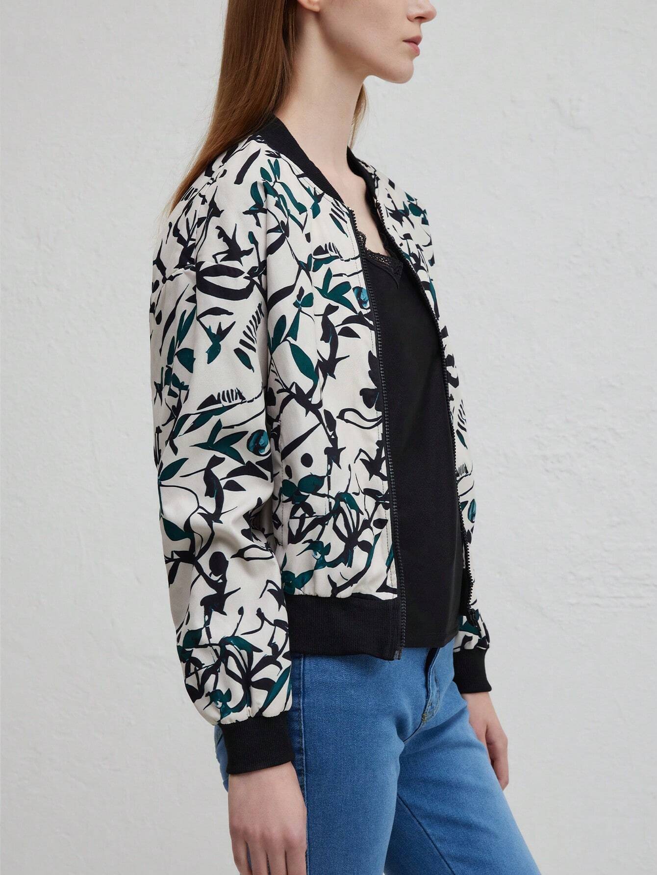 Herr Baseballjacka Bomberstil Polyester med Dragkedja-3