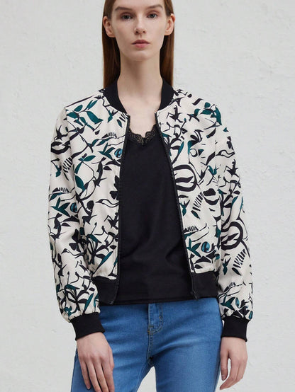 Herr Baseballjacka Bomberstil Polyester med Dragkedja-5