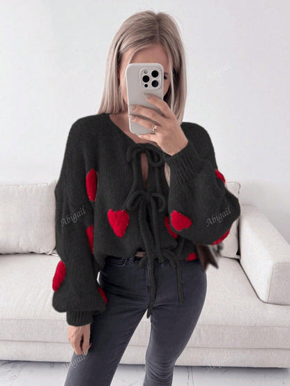 Variant image for Dam Cardigan Hjärtmönster Mjuk Textil-7