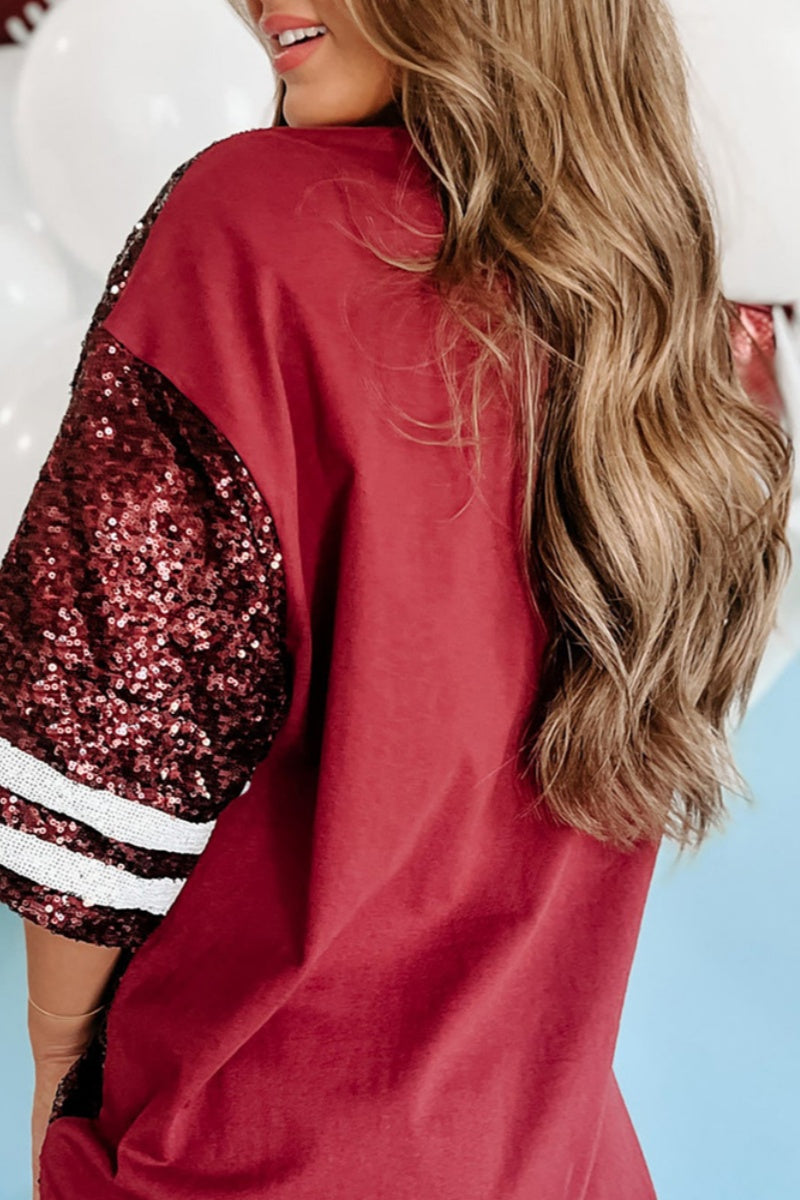 Dam T-shirt Rund Halsringning med Paljetter 100% Bomull-3