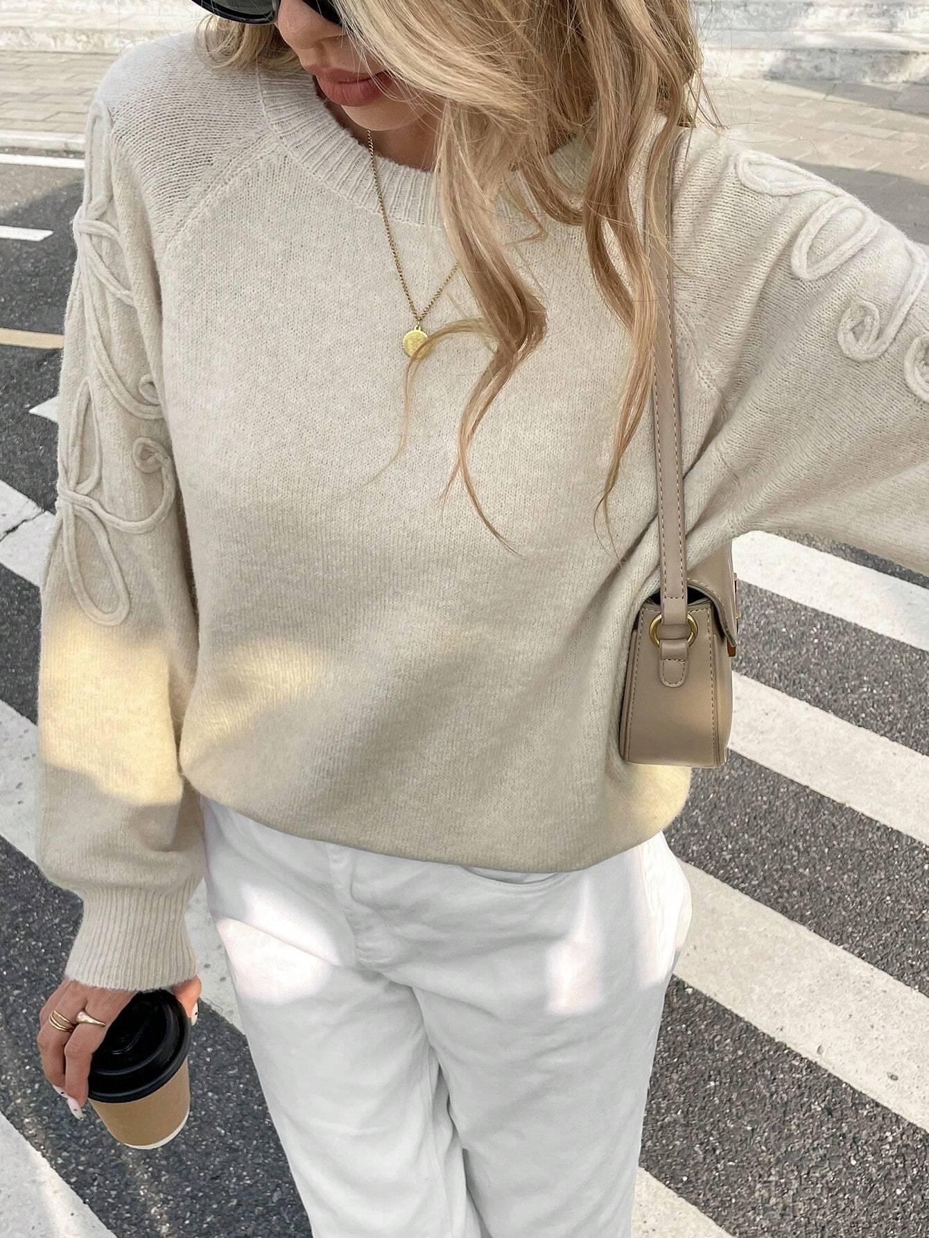 Dam Stickad Tröja Avslappnad Mjuk Kvalitet-4