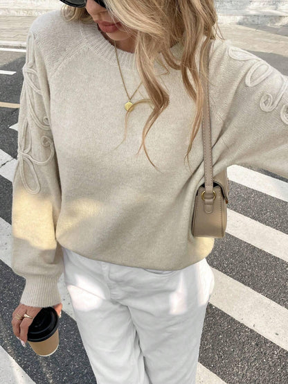 Dam Stickad Tröja Avslappnad Mjuk Kvalitet-4