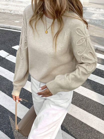 Dam Stickad Tröja Avslappnad Mjuk Kvalitet-1