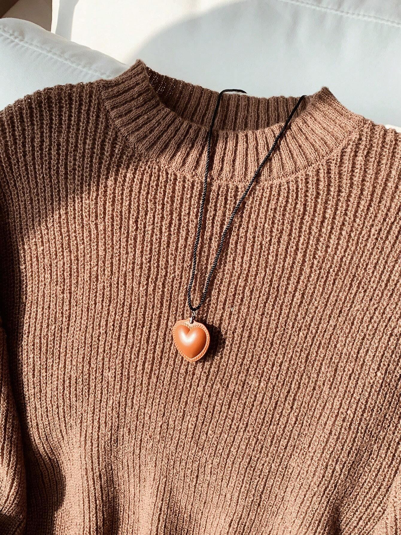 Stickad Dam Tröja Avslappnad Design Mjuk Blandning-4