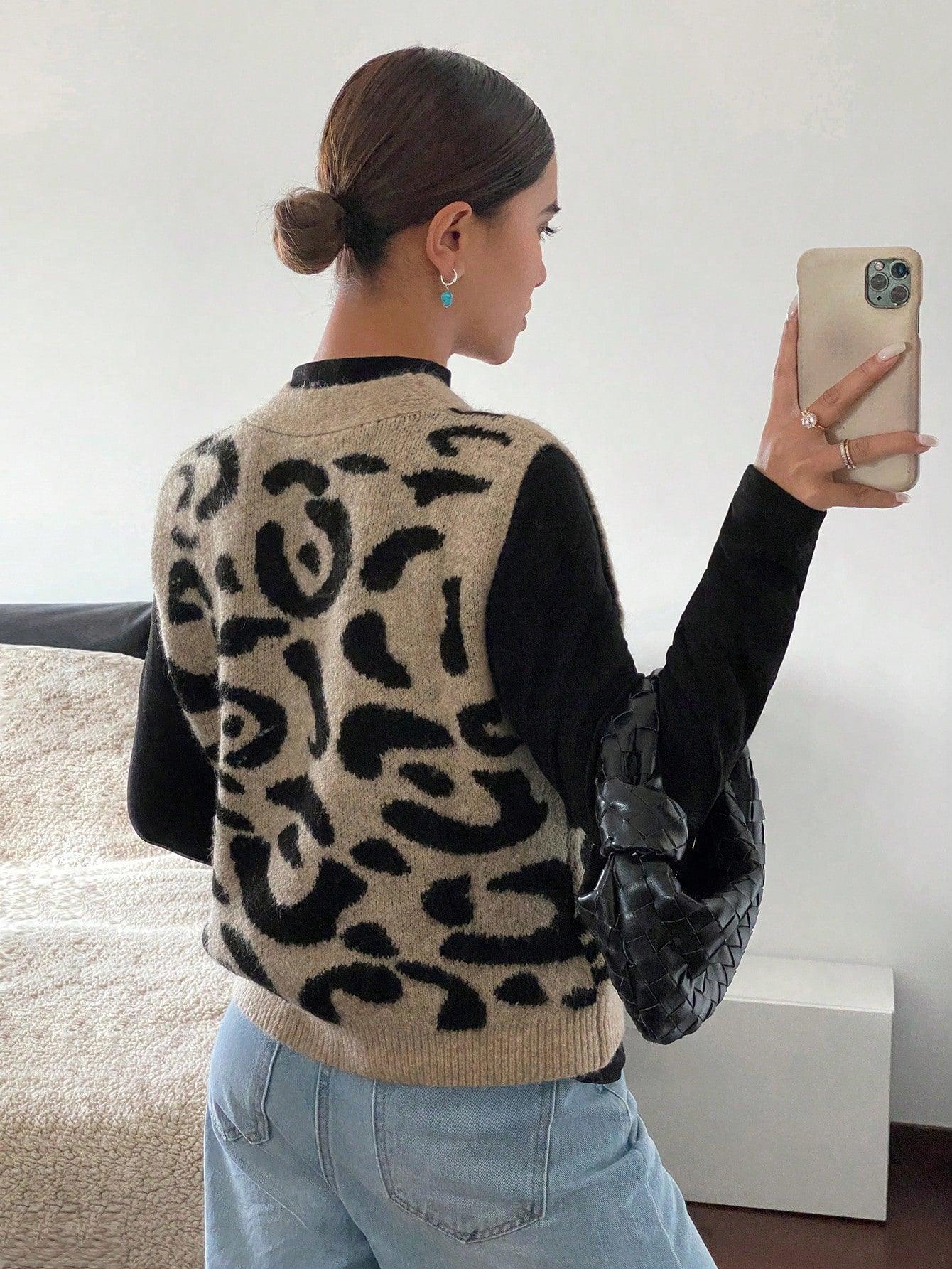 Kvinnors Cardigan Djurmotiv Stickad Design-2