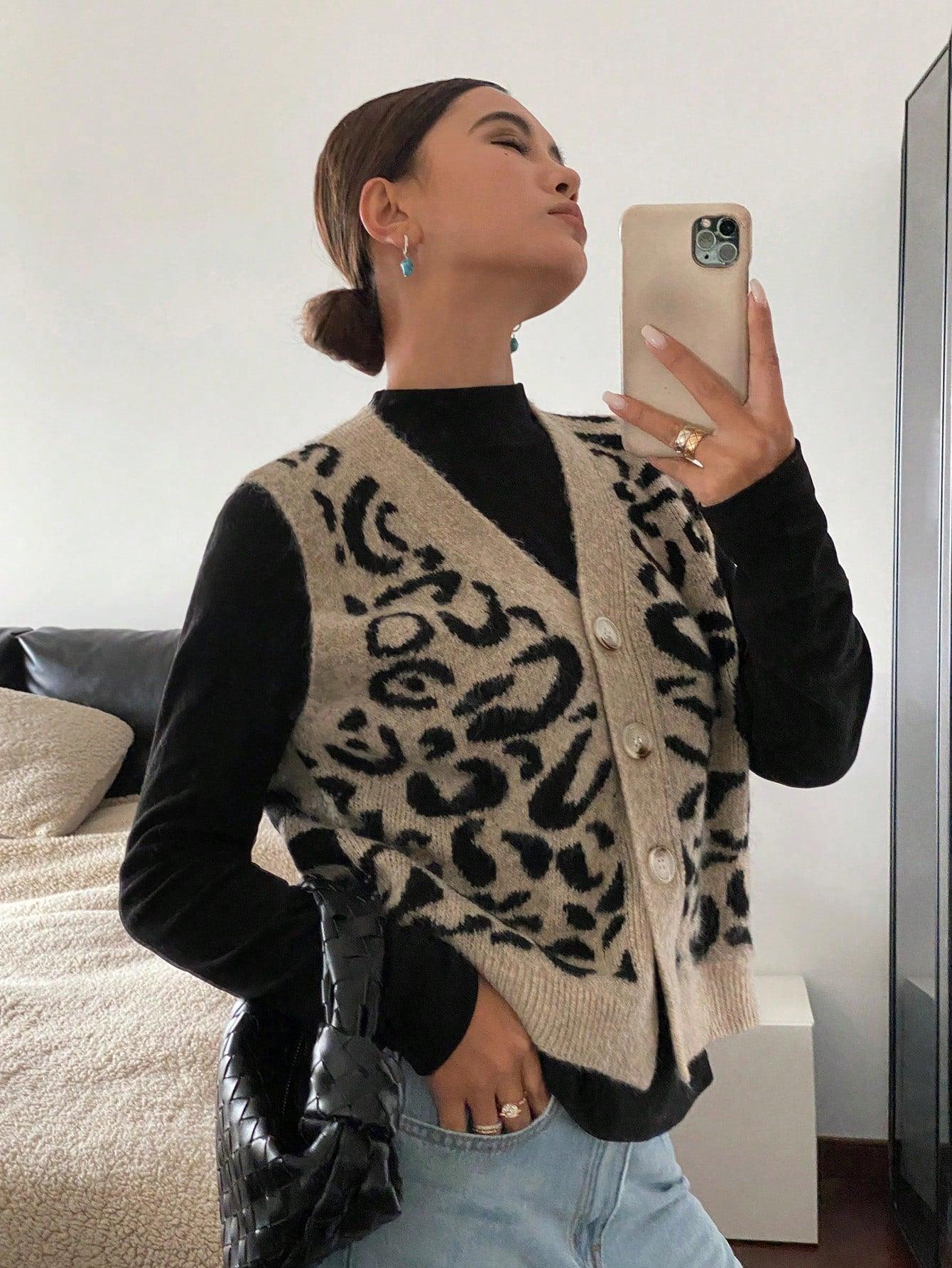 Kvinnors Cardigan Djurmotiv Stickad Design-4