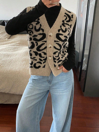 Kvinnors Cardigan Djurmotiv Stickad Design-6