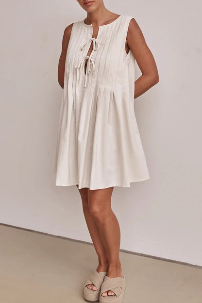 Dam Vadderad O-halsklänning med Snörning i Polyester-3