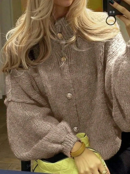 Lång Kofta Dam Avslappnad Stickad Design Mjuk Material-4