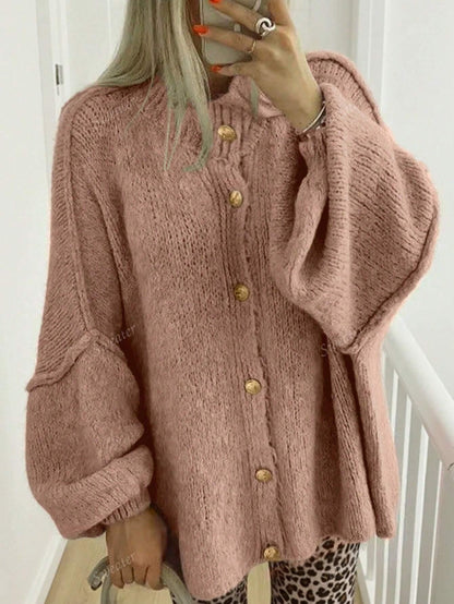 Variant image for Lång Kofta Dam Avslappnad Stickad Design Mjuk Material-16