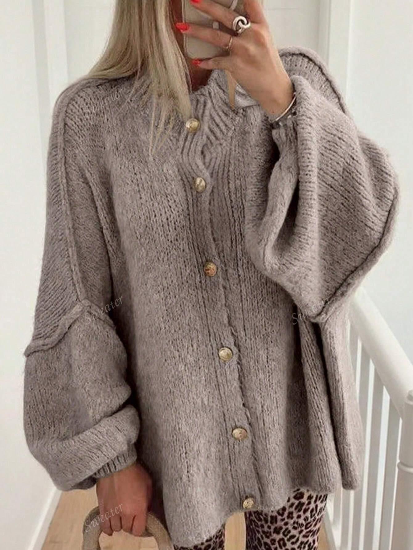 Variant image for Lång Kofta Dam Avslappnad Stickad Design Mjuk Material-26