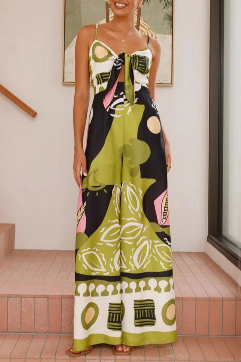 Dam Jumpsuit Blommönster V-hals 100% Polyester-3