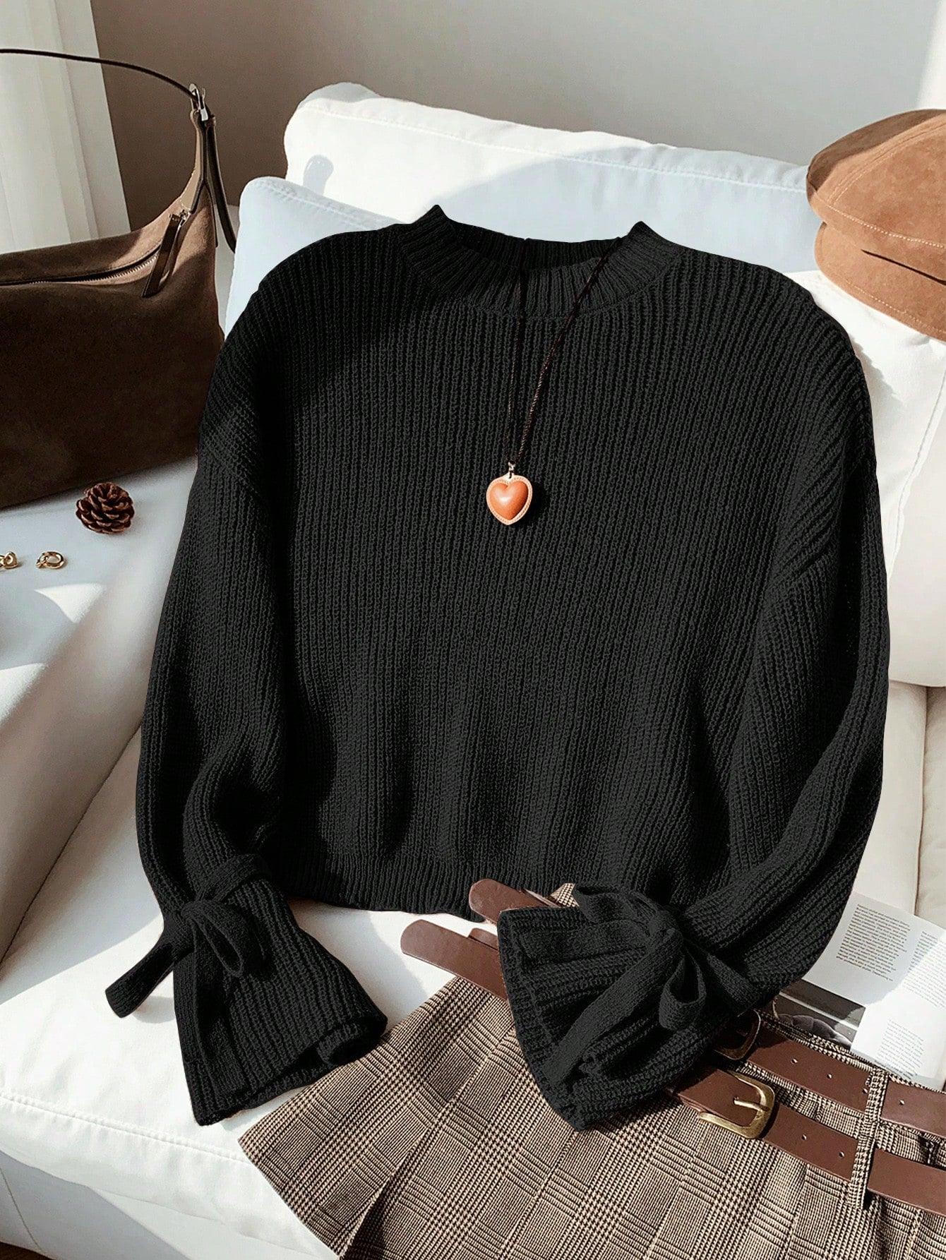 Variant image for Stickad Dam Tröja Avslappnad Design Mjuk Blandning-1