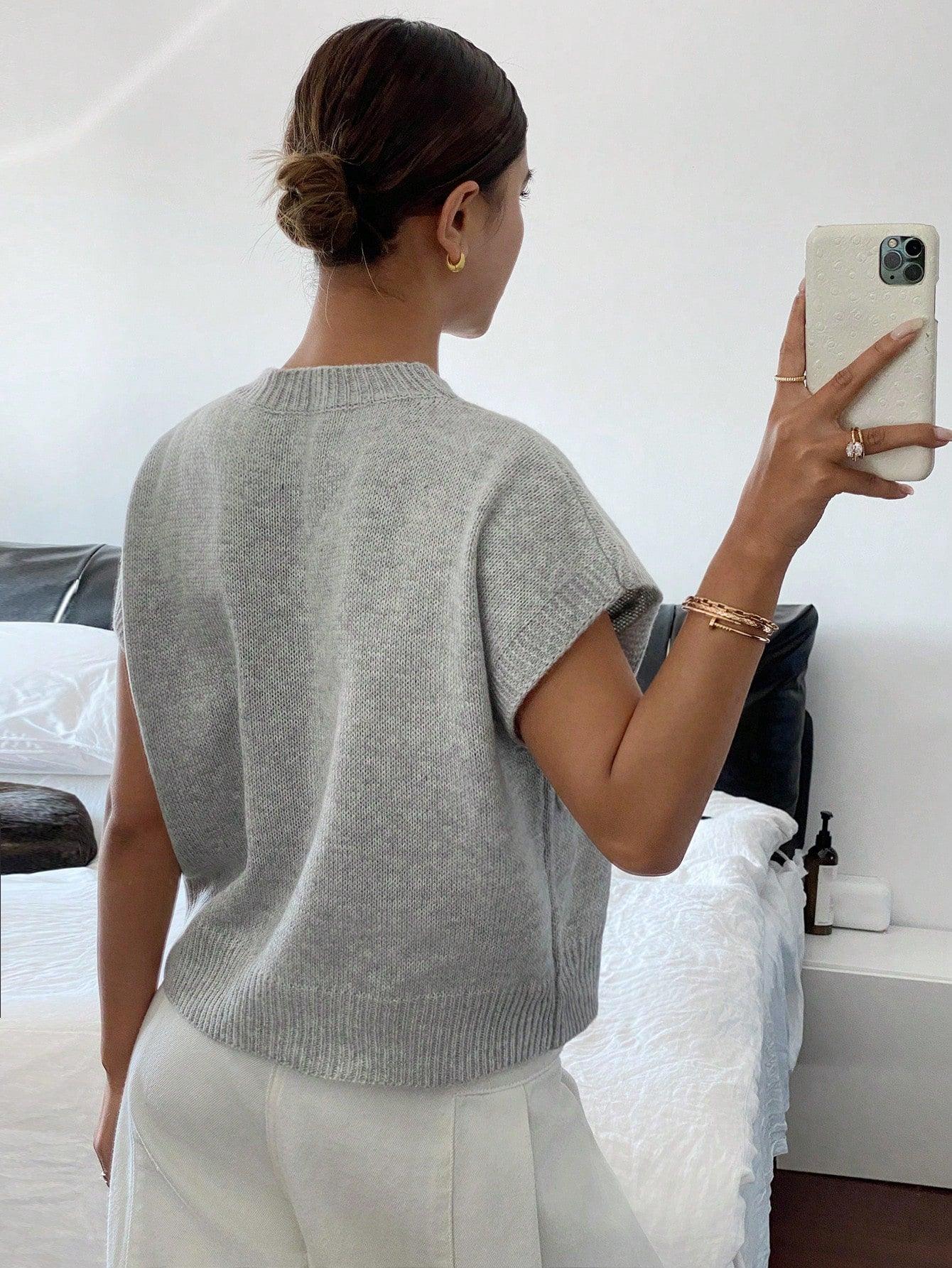 Stickad Dam Tröja Broderad Avslappnad Stil Mjuk Kvalitet-2