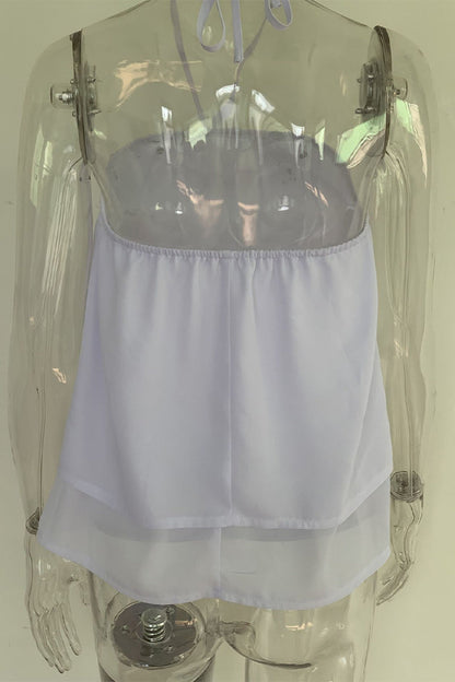 Dams Haltertop Snörning Enkelfärg Polyester-6